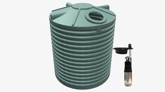 5000L Round Tank and REEFE RainPro RM5096-6 Submersible Rain to Mains System