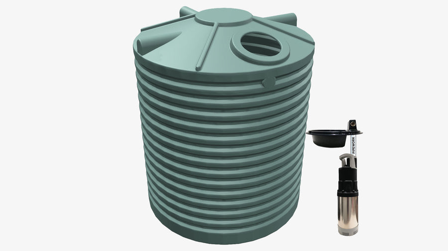 5000L Round Tank and REEFE RainPro RM5096-6 Submersible Rain to Mains System