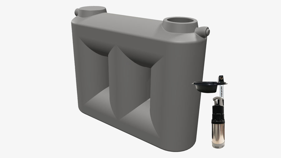 3000L Slimline Tank and REEFE RainPro RM5096-6 Submersible Rain to Mains System