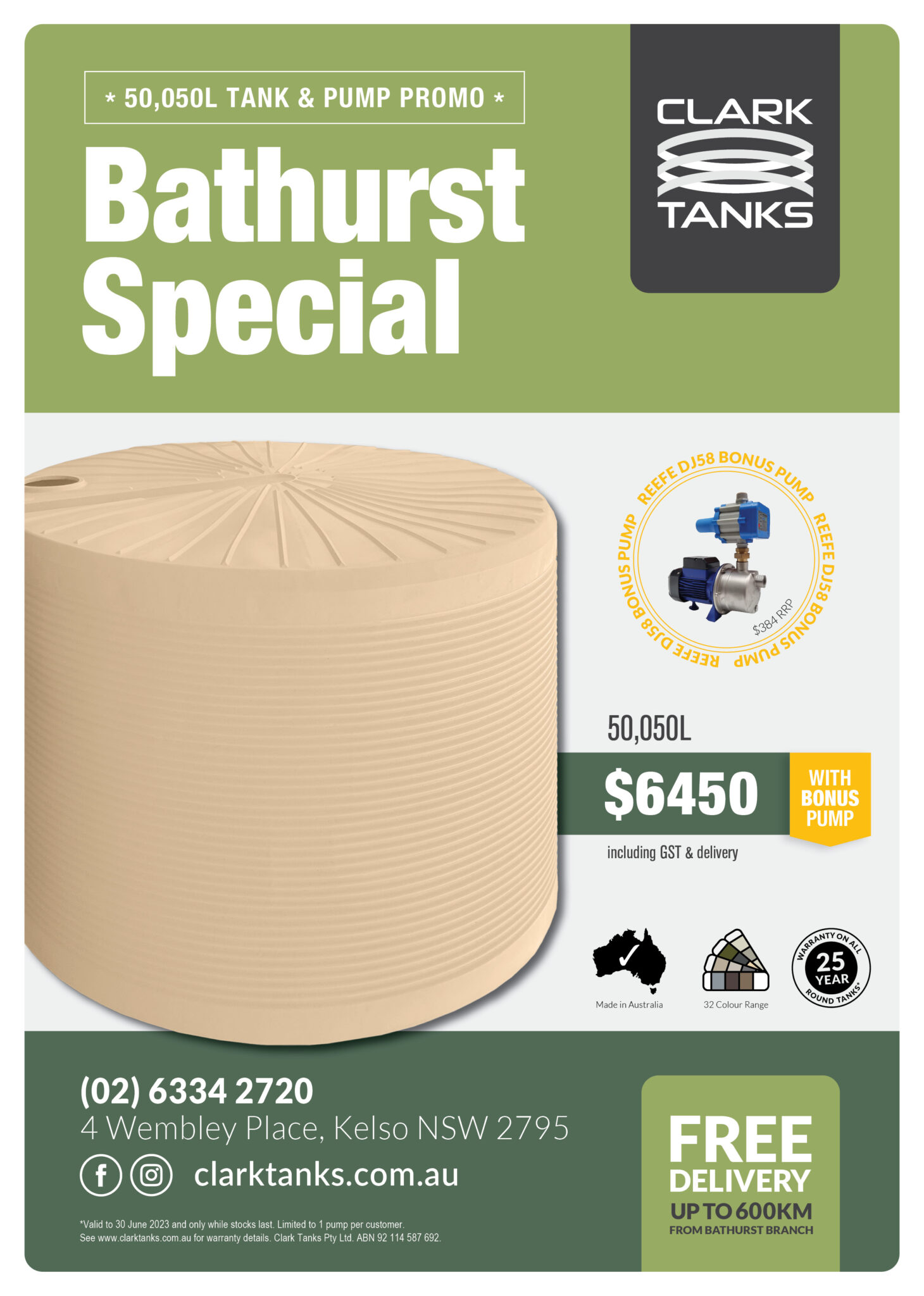 Bathurst Specials Clark Tanks Poly Water Tanks